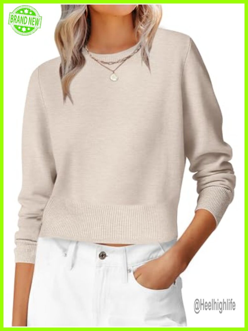 Long Sleeve Cropped Crew Neck Sweater